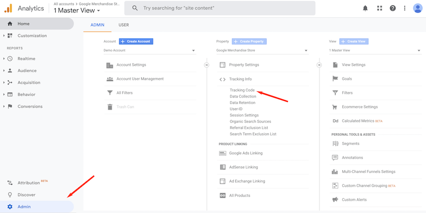 how to find your tracking code in Google Analytics