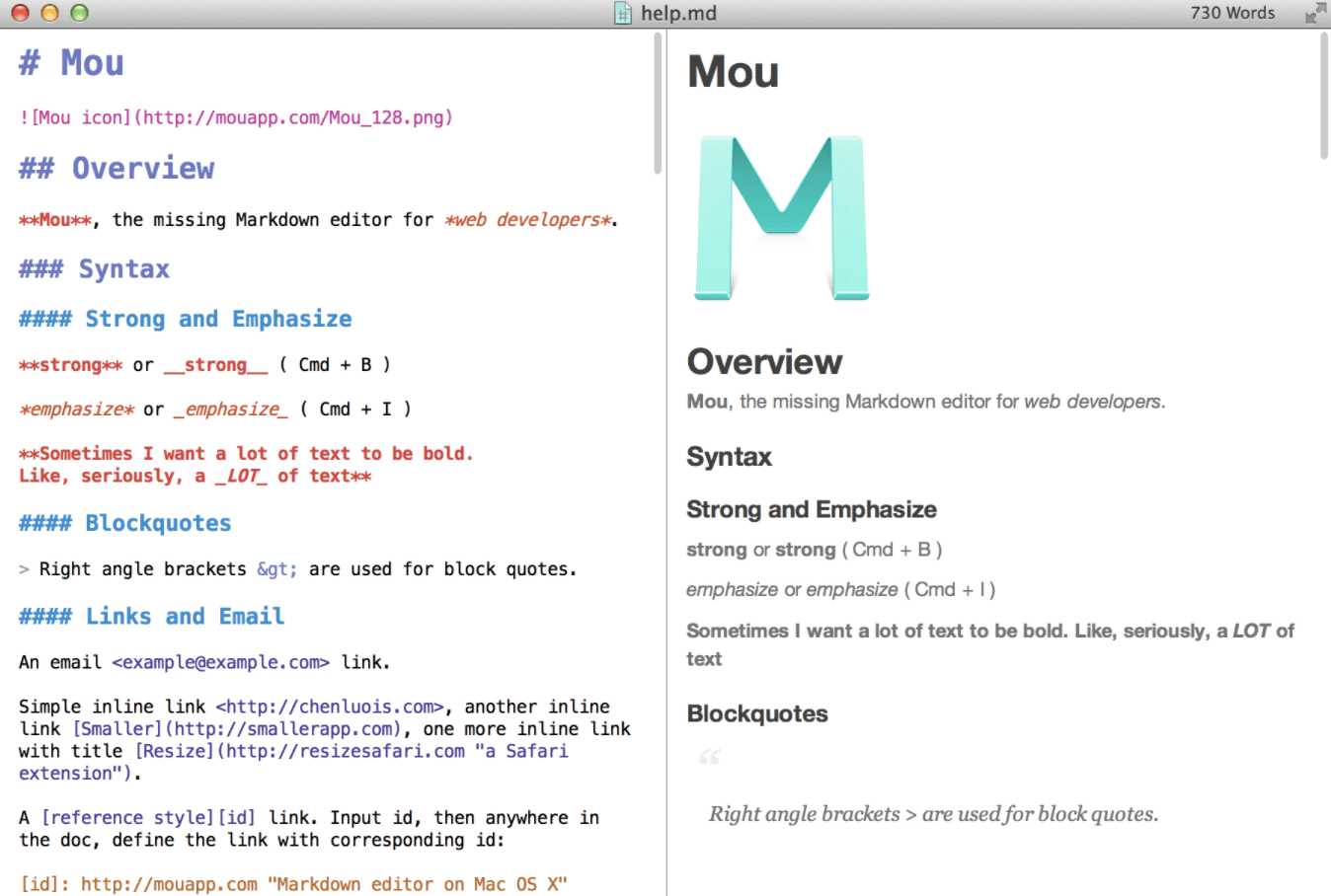 Mou markdown editor