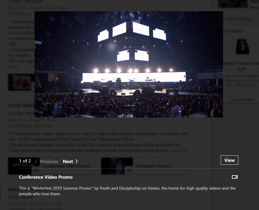 business event video on LinkedIn