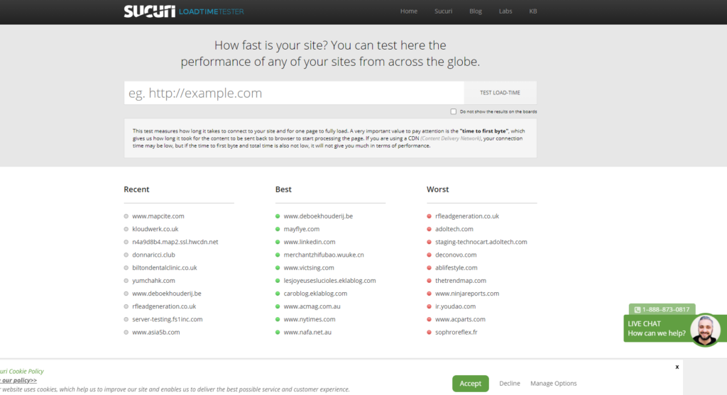 sucuri loadtime tester screenshot