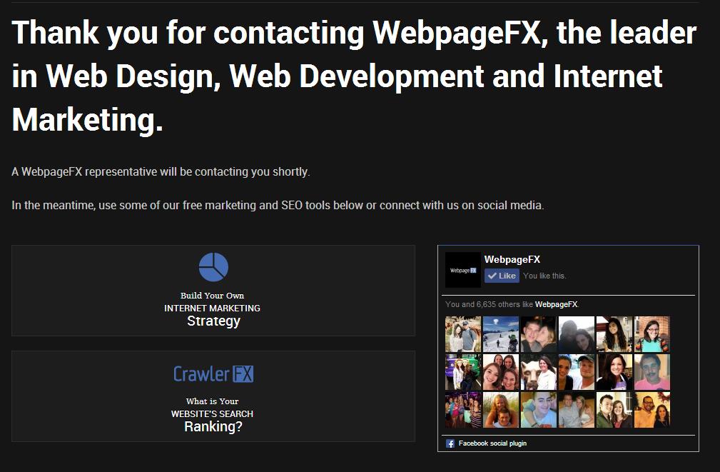 WebFX thank you page