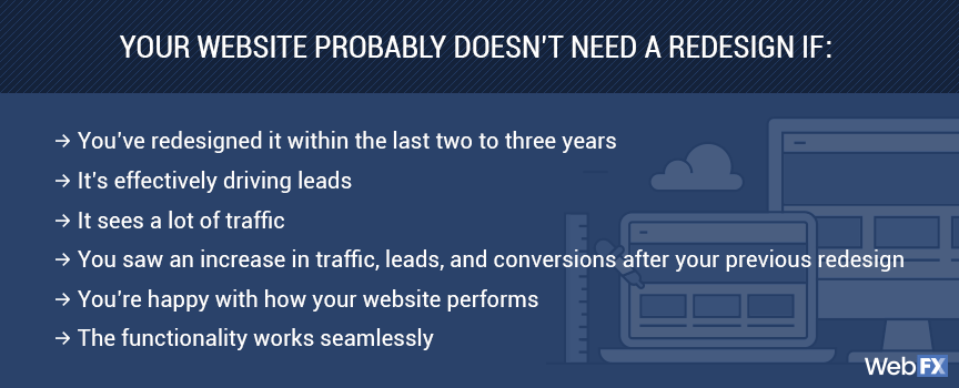 Reasons to not redesign a website