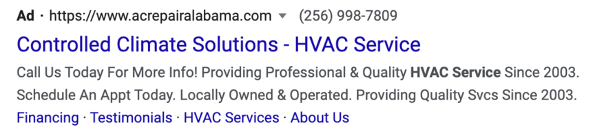 ac repair ppc ad