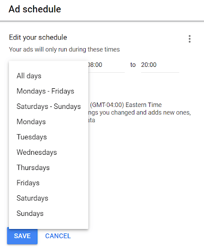 ad schedule