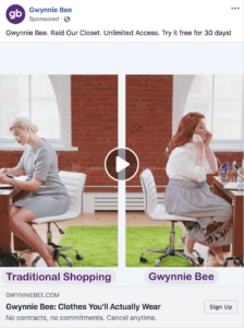 Gwynnie Bee Facebook ad example