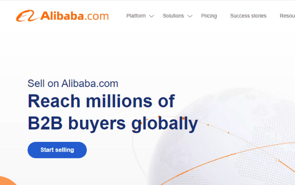 Alibaba's home page on their website