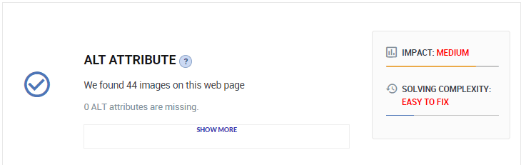 a tool indicating the impact and solving complexity of alt attributes