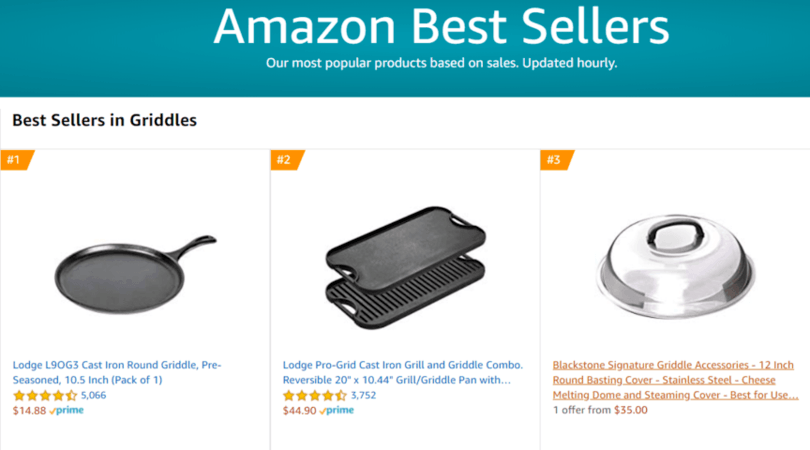 Amazon Best Sellers list for griddles