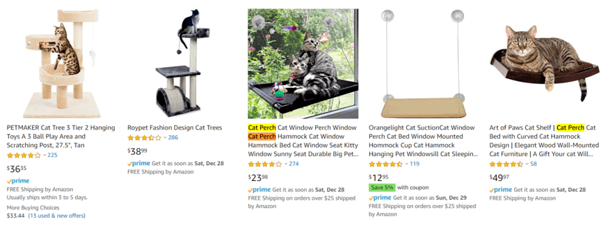 Keyword in Amazon product title example