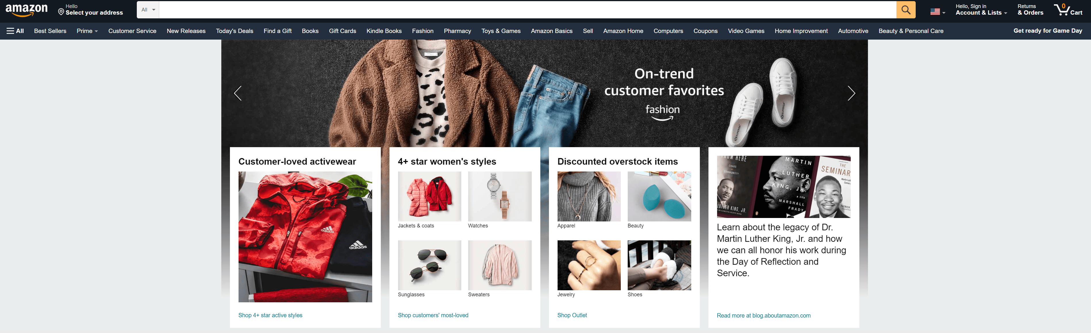 Amazon homepage