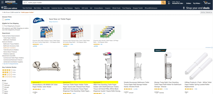 Sponsored Products Amazon PPC example