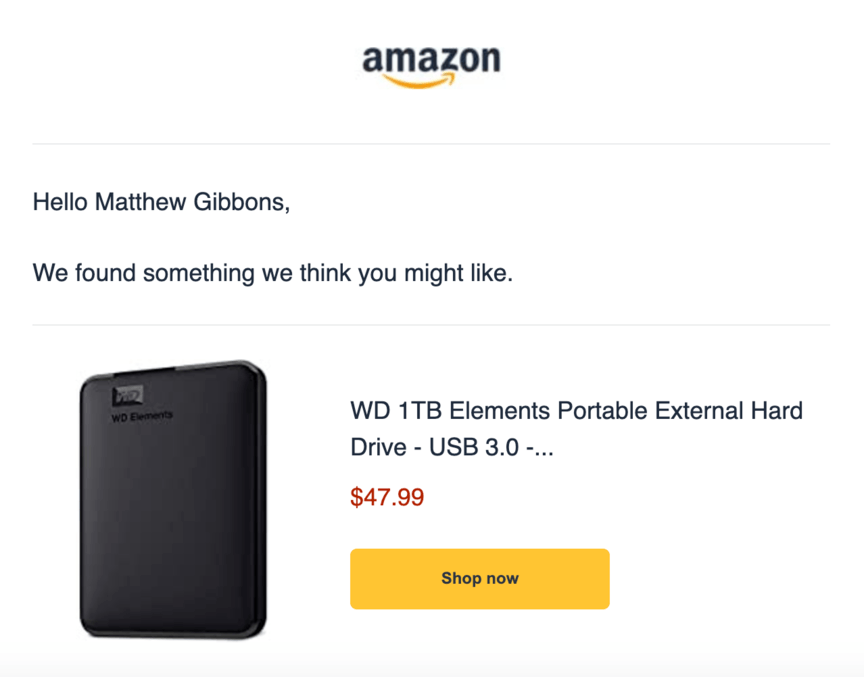 amazon recommended product email