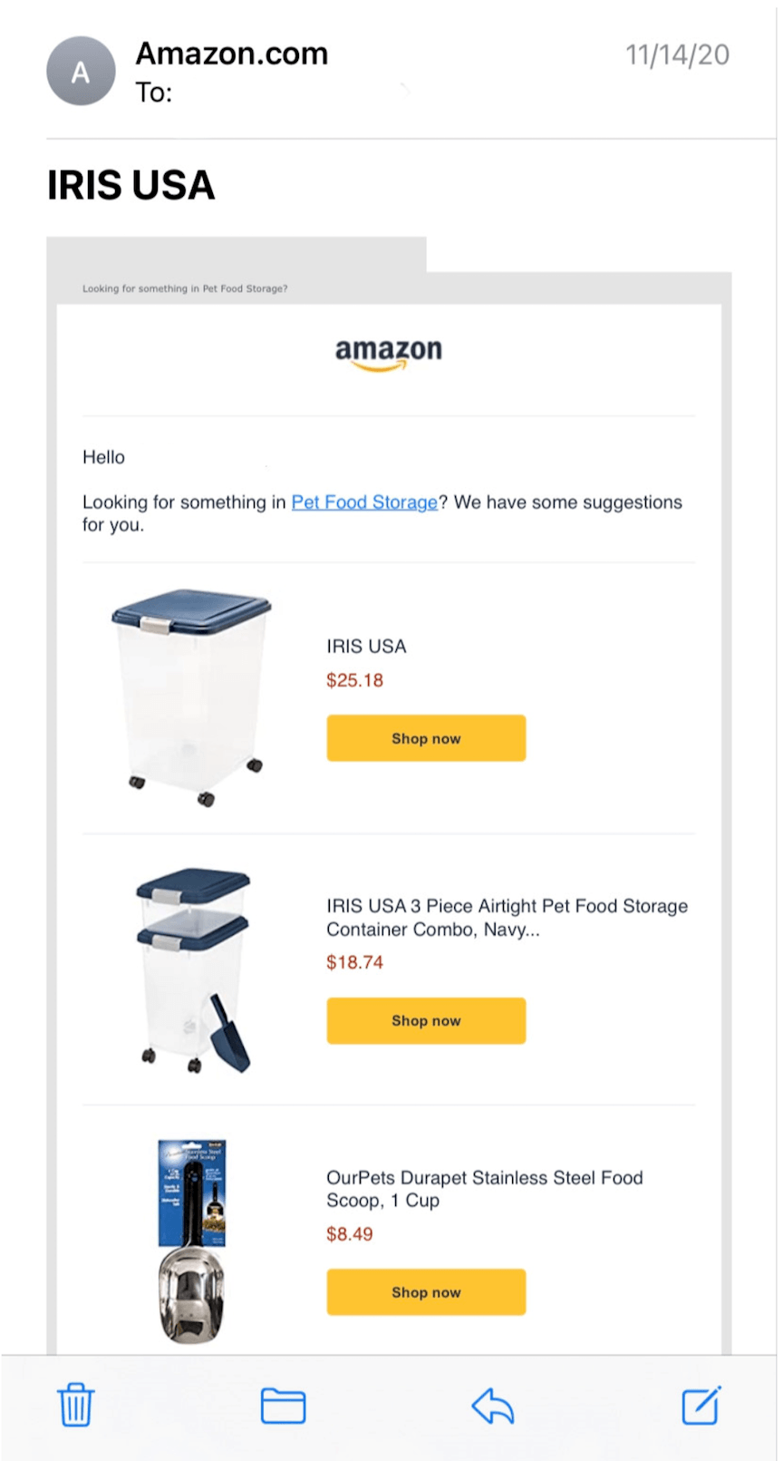 amazon remarketing email