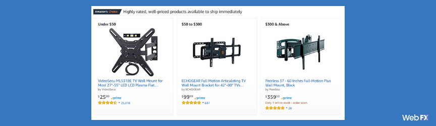 An example of Amazon's Choice on a carousel of products