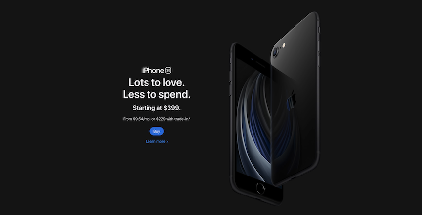 iPhone image on Apple's website