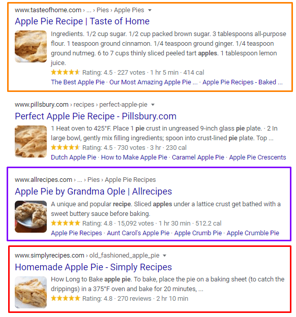 apple pie search results