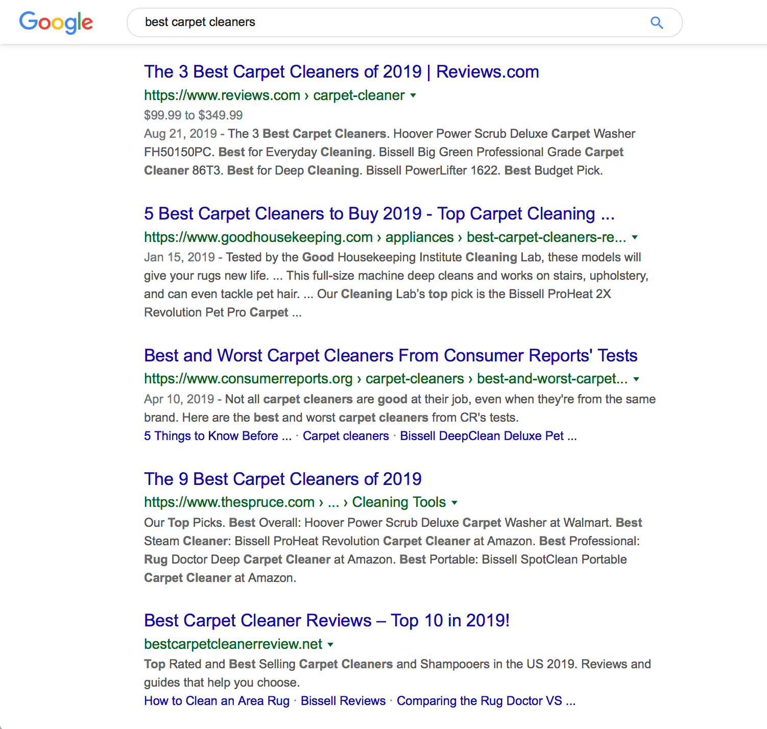 best carpet cleaner search results