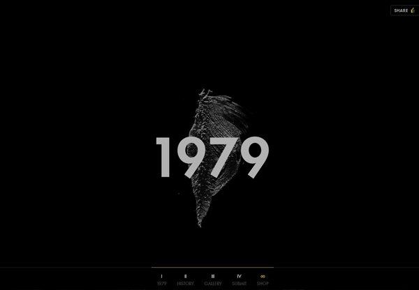 A screenshot of a black web design named deru