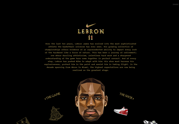 A screenshot of a black web design named LeBron James