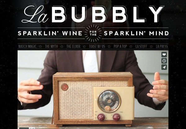 A screenshot of a black web design named La Bubbly