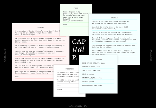 A screenshot of a black web design named Capital P.