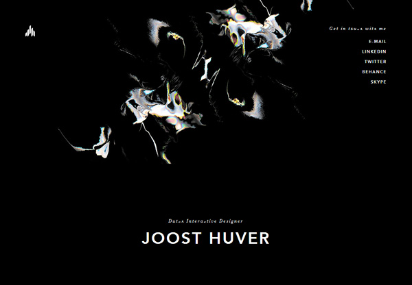 A screenshot of a black web design named Joost Huver