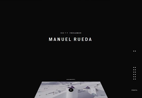A screenshot of a black web design named Manuel Rueda