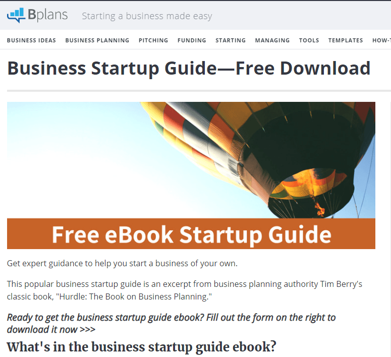 Bplans business start-up guide