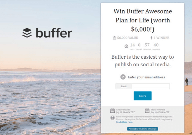 A giveaway from Buffer