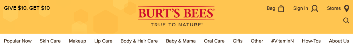 burts bees navigation