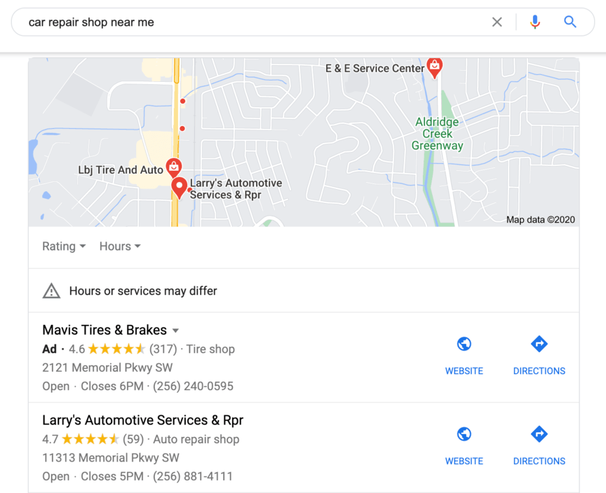 car repair shop near me google my business results