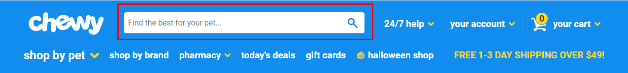 chewy search bar navigation
