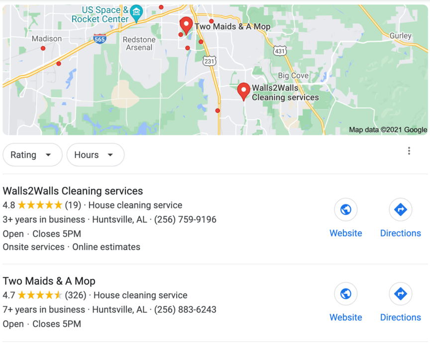 cleaning services near me google 3 pack