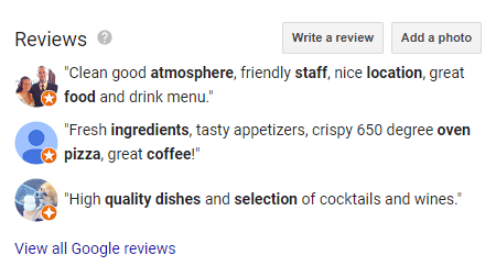 Reviews on Google My Business