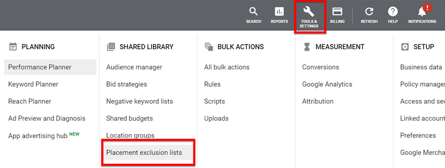 create exclusion list