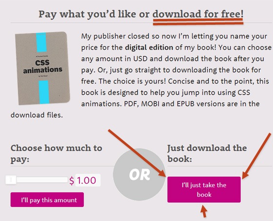 An image showing the price of "The Pocket Guide to CSS Animations" ebook