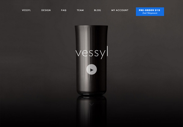 Dark web design example: Vessyl