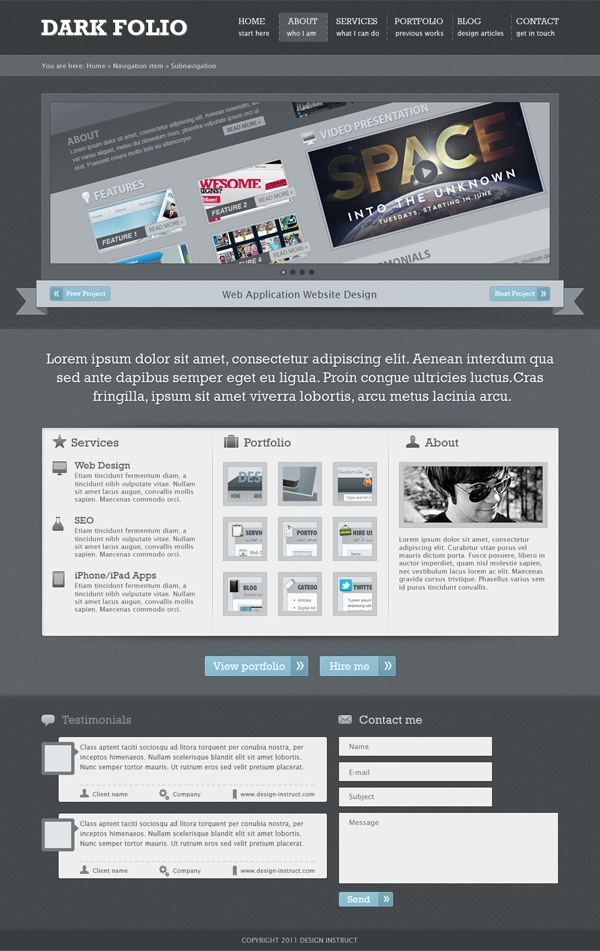 dark portfolio web layout small