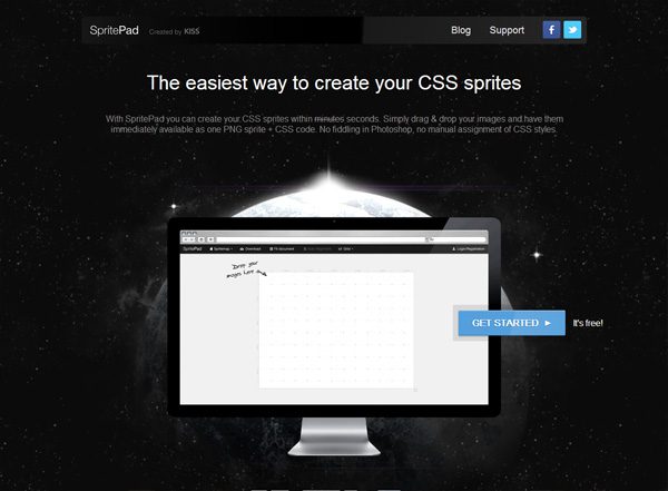 Dark website example: SpritePad