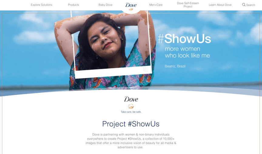 Dove #showus campaign on website