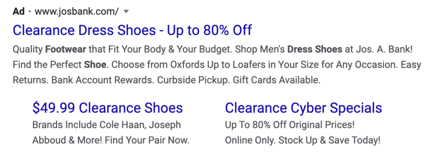 dress shoes ppc ad