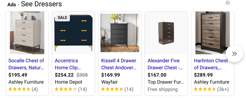 dresser google search image ads