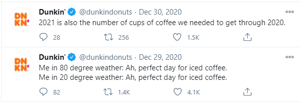 Dunkin Donuts using social media posts to get users to think about their products