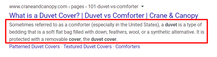 duvet cover meta description why are my competitors ranking higher on google