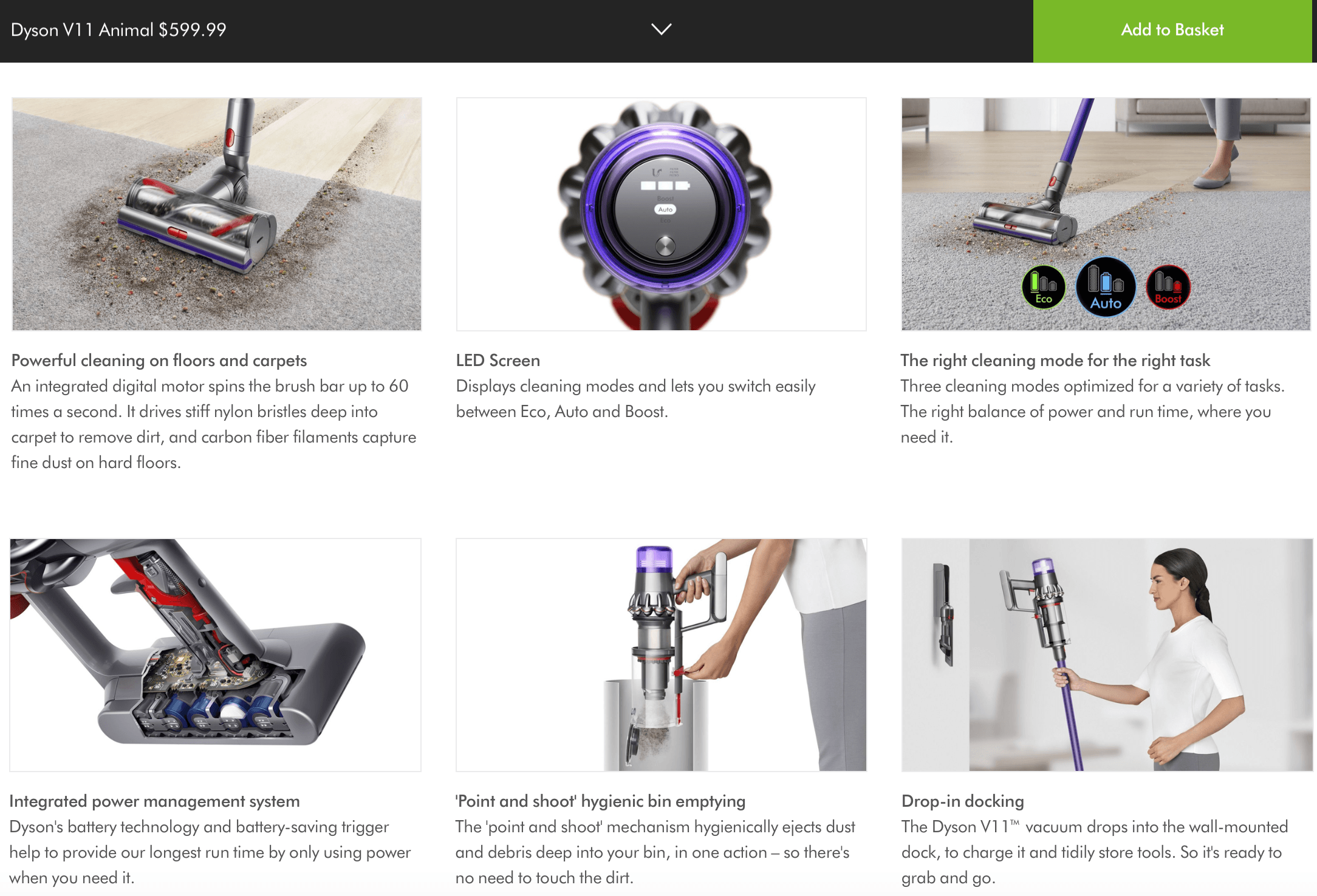 Dyson vacuum product description