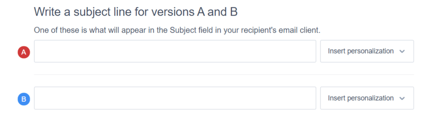 Email A/B test example