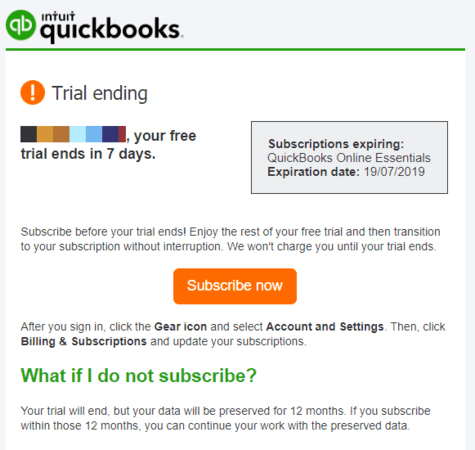 Email campaign example: QuickBooks