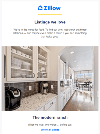 Email campaign example: Zillow