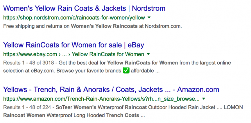 google search results for yellow raincoats