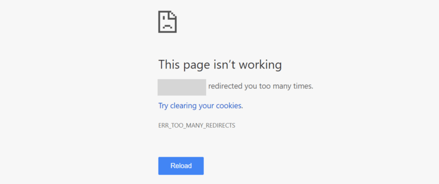 Google redirect loop error page